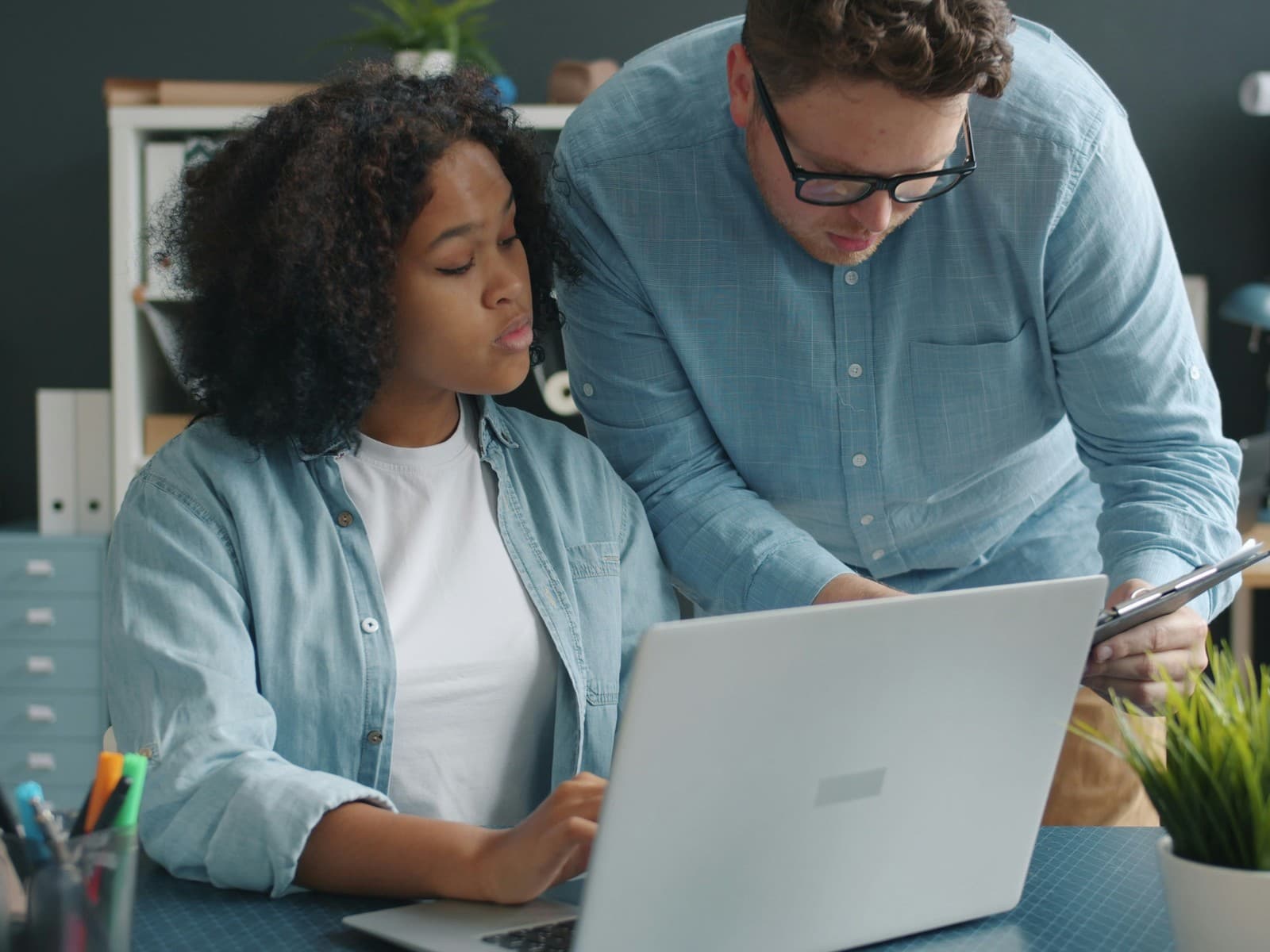 Team collaboration in a modern workspace